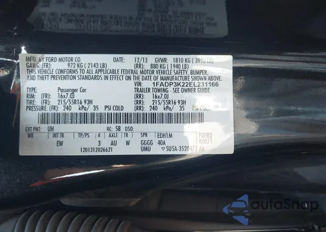 2014 Ford Focus Se z USA, uszkodzony, nr VIN 1FADP3K22EL231166